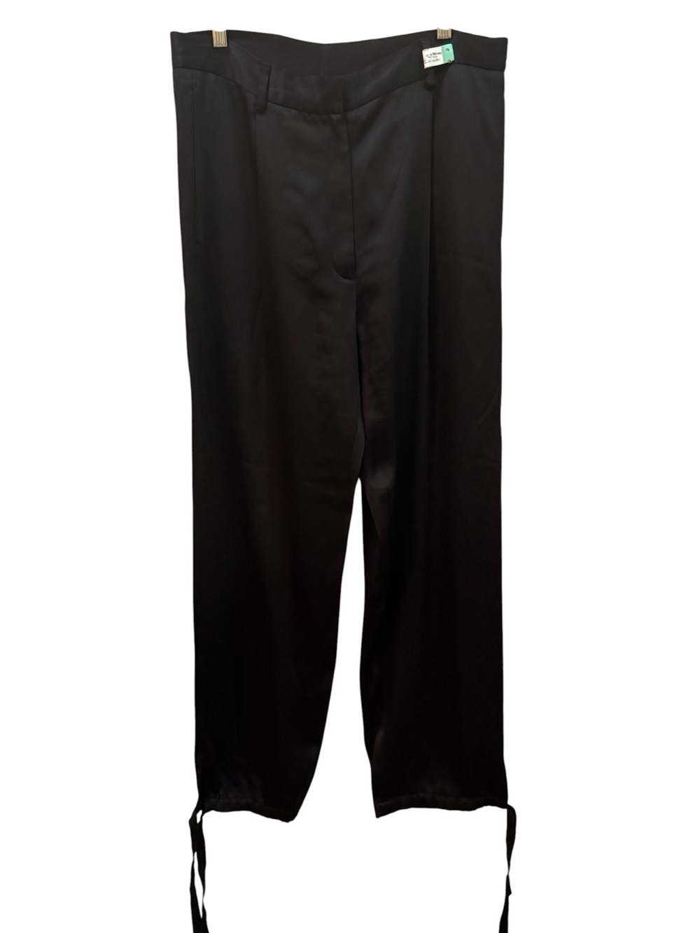 Women MM6 Maison Margiela Black Satin Pants Ankle Ties IT 46 US 10 minimalist